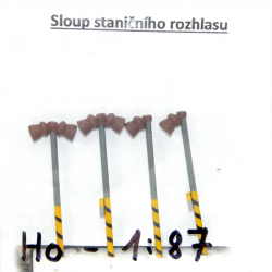 H0 sloup staničního rozhlasu 4 kusy -hnědý-