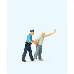 H0 - zatčení, policista s modrou uniformou