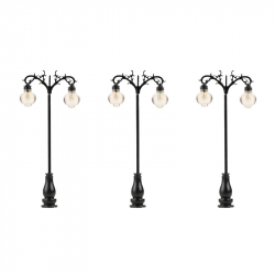 H0 - dvouramenná lampa - světla- studená bílá- 3 kusy