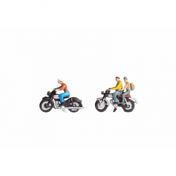 H0 - motocyklisté 3 figurky + 2 motorky