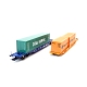 H0 - dvojitý plošinový vůz Sdggmrs 744 DBAG naložený dvěma 20´ kontejnery Hapag Lloyd a jedním 40´ China Shipping