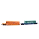 H0 - dvojitý plošinový vůz Sdggmrs 744 DBAG naložený dvěma 20´ kontejnery Hapag Lloyd a jedním 40´ China Shipping