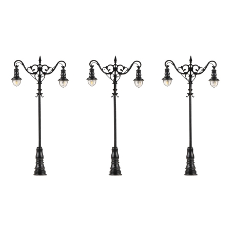 H0 - parková lampa dvouramenná LED studená bílá