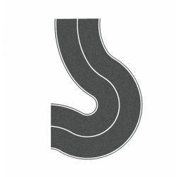 H0,TT - venkovsá silnice - zatáčka - asfalt