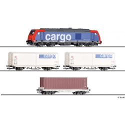 TT - start set s motorovou lokomotivou + nákladní vozy SBB ep.VI