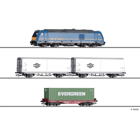 TT - startovací set s motorovou lokomotivou a nákladními vozy MAV ep.IV
