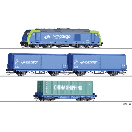 TT - startovací set s motorovou lokomotivou a nákladními vozy PKP ep.IV